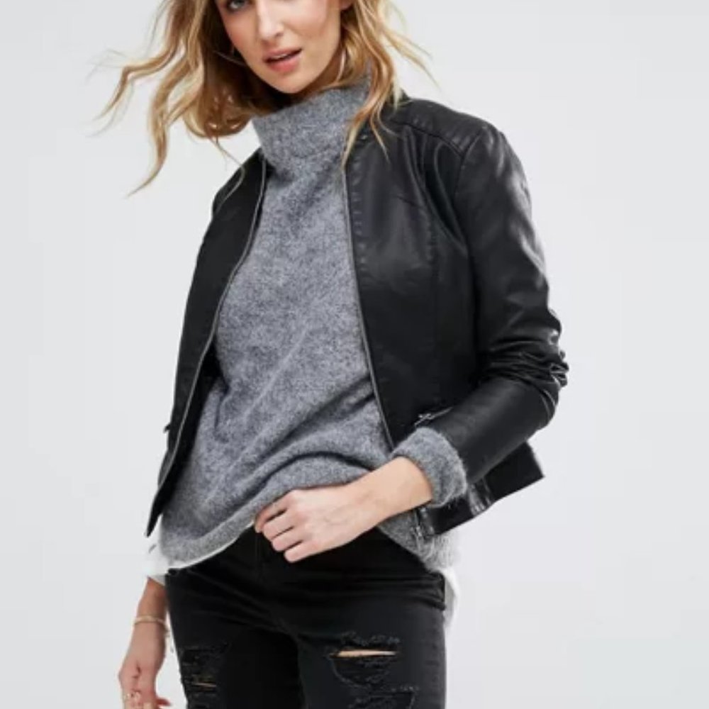 Vila Brand Moto Vegan Leather Jacket